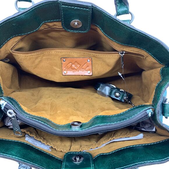 Patricia Nash Leather Handbags Primrose Satchel Dark Green Purse - Picture 4 of 13